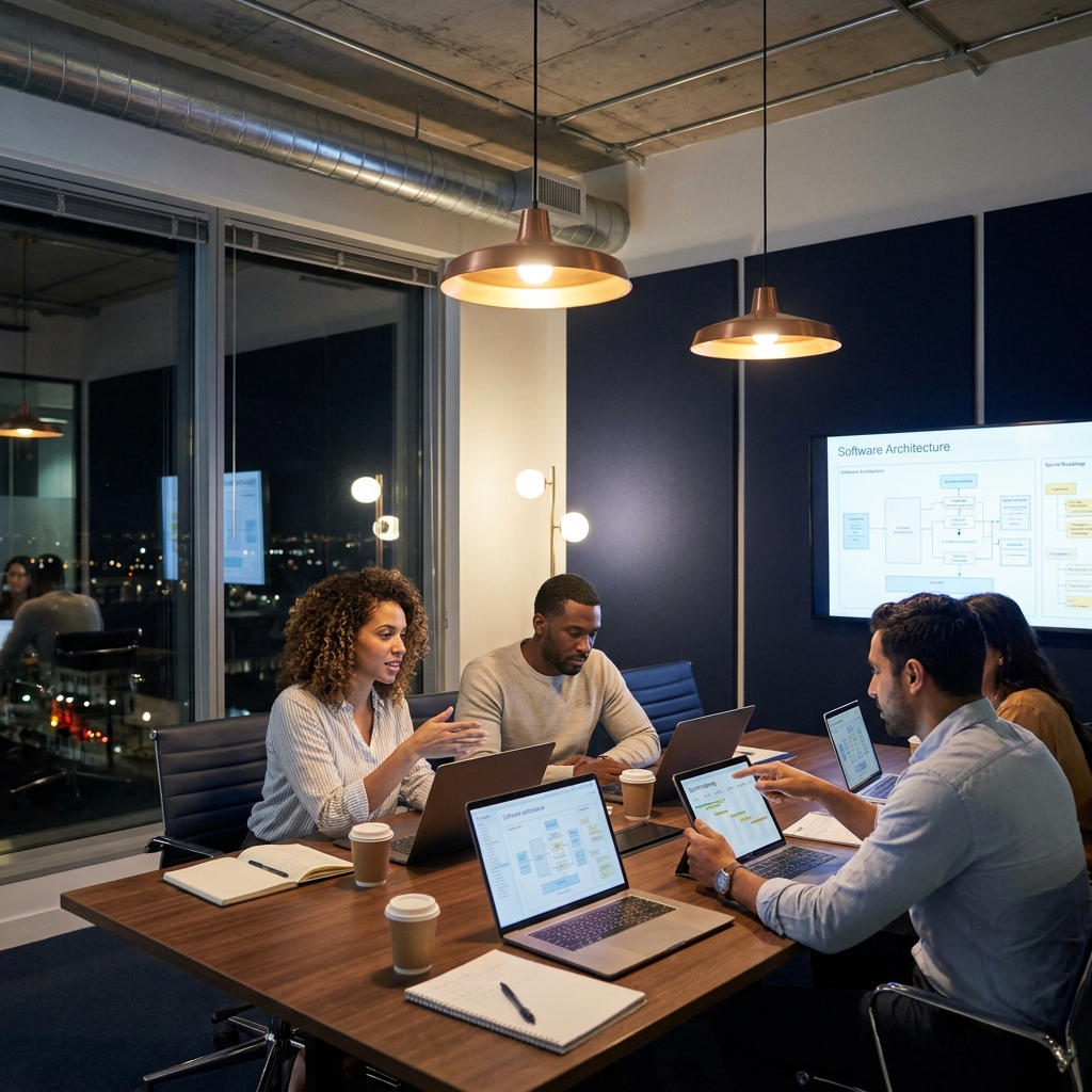 Software development agency Lahore team collaborating on architecture